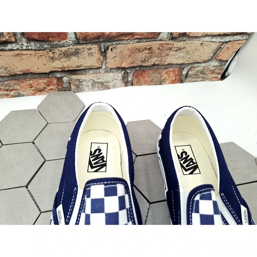 Vans Classic Slip-On Checkerboard Navy Blue/White Shoes Men's 9.5/ Women's 11